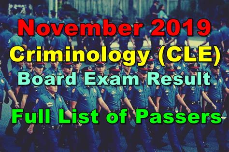 november 2019 criminology board exam result|LIST OF PASSERS: November 2019 Criminology CLE Board Exam Results.
